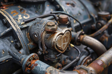 Wall Mural - Close-up on a diesel engines heart