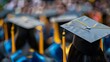 © Justlight - The blurry background of a crowded graduation ceremony signifies the overwhelming emotions felt by graduates as they reflect on their educational journey and look towards the future. .