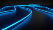 Neon blue pathways on a matte black background, illustrating infinite digital paths.