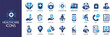 © Designstor09 - Insurance and assurance icon set. Containing healthcare medical, life, car, home, travel insurance icons. Solid icons vector collection.