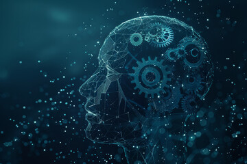 Poster - a head with gears and a face