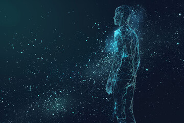 Poster - A man is standing in a field of blue and white dots
