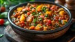Vegan ratatouille healthy plantbased nutrition background with assorted vegetables. Concept Plant-Based Nutrition, Vegan Recipes, Ratatouille, Healthy Eating, Assorted Vegetables