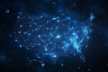 Poster - A map of the United States is shown in the sky with a network of stars