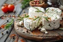 Spiced Goat Cheese On Rustic Table