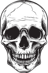human skull illustration. monochrome hand-drawn skull on black and white backgrounds. vector