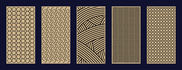 Wall Mural - abstract line art pattern. laser cut with line design pattern. design for wood carving, wall panel d