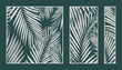 Palm leaves pattern vector collection. Laser cut with line design pattern. Design for wood carving, wall panel decor, metal cutting, wall arts, cover background, wallpaper and banner.