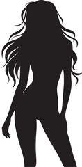 Wall Mural - Women Standing Pose Silhouette Vector Illustration