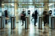 © LimeSky - Turnstiles with turntables for controlled entry Security pass system in place