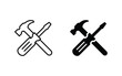 Tools icon set. Repair icon, Wrench, screwdriver and gear icon vector	