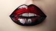 Glamorous Red and Black Ombre Lips Fashion Close-Up Glossy Makeup Artistry Sexy