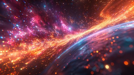Wall Mural - light speed hyperspace space warp background colorful streaks of light gathering towards the event horizon hand editedillustration image