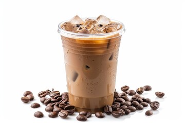 Wall Mural - Iced coffee or latte to go with a clipping path