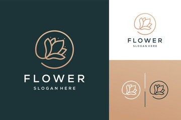 Wall Mural - Luxury minimalist flower line art premium logo design