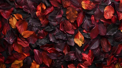 Canvas Print - A full-frame background of colorful autumn leaves showcasing a variety of textures.