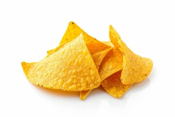 Wall Mural - Isolated yellow tortilla chips on white background