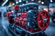A close-up of a tractors engine, the heart of this powerful machine that drives agriculture forward