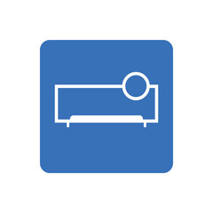 Poster - projector icon on blue background. Flat design style. graphic element design resources. Remote of projector icon for ui button application. user interface icon element Design