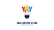 Badminton tournament logo,vector sports illustration poster or banner style, illustration Vector EPS 10