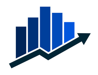 Poster - Finance chart bar with arrow target logo design template. Business growth investment stock market economy concept.
