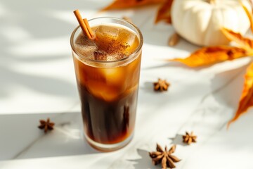 Sticker - Pumpkin spice cold brew isolated on white toned