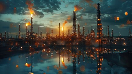 Poster - Technologies, oil refinery. Generative AI.