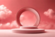 Product presentation background featuring a round table with pink smoke.