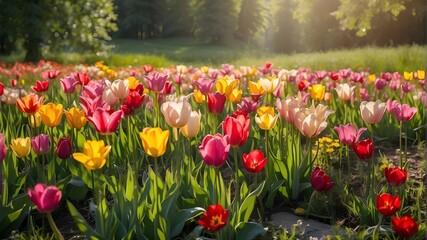 Wall Mural - tulips in the park