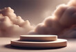 Step into the spotlight with a captivating 3D render of a podium, set against a backdrop of billowing clouds.