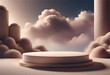 Elevate your product presentation with a mesmerizing 3D podium against a dreamy cloud-filled background.