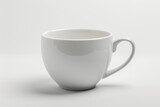 Minimal design for a white coffee cup on a gray background Long banner with copy space