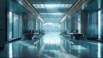 Aufkleber - Future, the operational headquarters, inside a building. Generative AI.