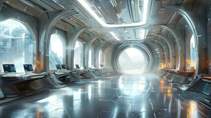 Aufkleber - Future, the operational headquarters, inside a building. Generative AI.