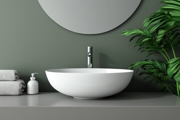 Wall Mural - Modern bathroom interior with a chic white sink