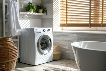 Sticker - Modern washing machine in bathroom interior