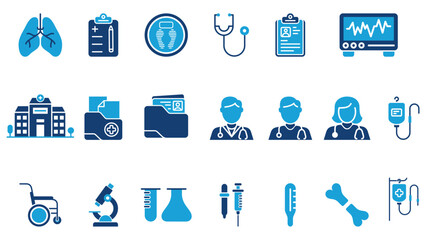 Wall Mural - medicine and health solid icons set vector design in trendy style