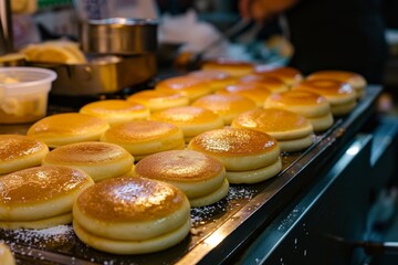 Sticker - Popular street snack in Taipei Taiwan dorayaki a Japanese pancake dessert cooked on a hot plate