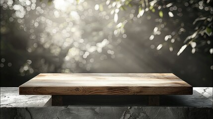 Aufkleber - Table for laying out new products, simple, background. Generative AI.