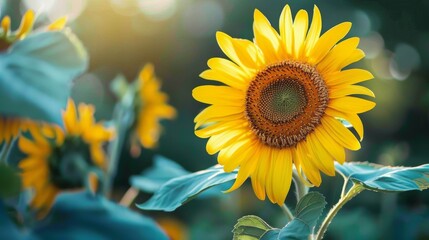 Poster - Close-up of a sunflower in bloom, its radiant face capturing the essence of summer's beauty