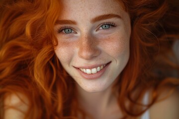 Poster - Smiling red haired girl in a portrait