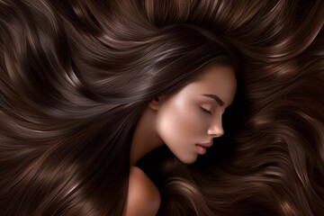 Wall Mural - Stunning model with flawless hair Close up photo