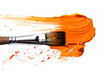 Acrylic glazing brush with layered paint and texture isolated on a transparent background