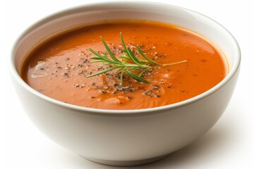 Canvas Print - Tomato cream soup in a bowl with a white background