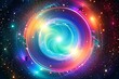 Luminous nebula fractal burst abstract background in circular motion. Abstract neon space nebular background