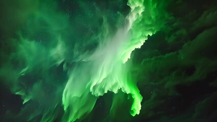 Canvas Print - a green aurora with a bright blue flame. the image has a dreamy and ethereal quality to it
