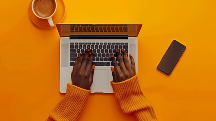 Sticker - Hands Typing on a Modern Laptop