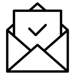 Sticker - Open envelope with tick mark, mail and check mark symbol, mark as read, Email icon