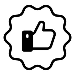 Sticker - Certificate icon. Premium quality. Achievement badge. Quality mark. Achievement or award grant. Gold seal. Gold medal. Like icon. Hand like. Thumb up. Social media sign. Quality checking.