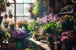 Flower shop in the old town of Riga, Latvia